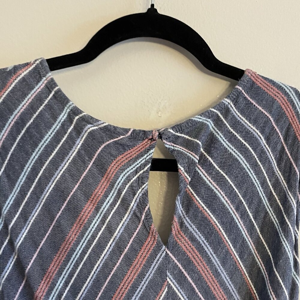 Lane Bryant Women 20 Blue Striped Belted Scoop Neck Sleeveless Maxi Dress - Picture 12 of 12